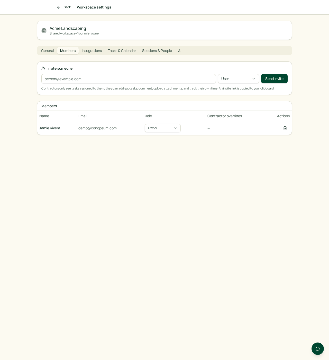 Members tab in Settings