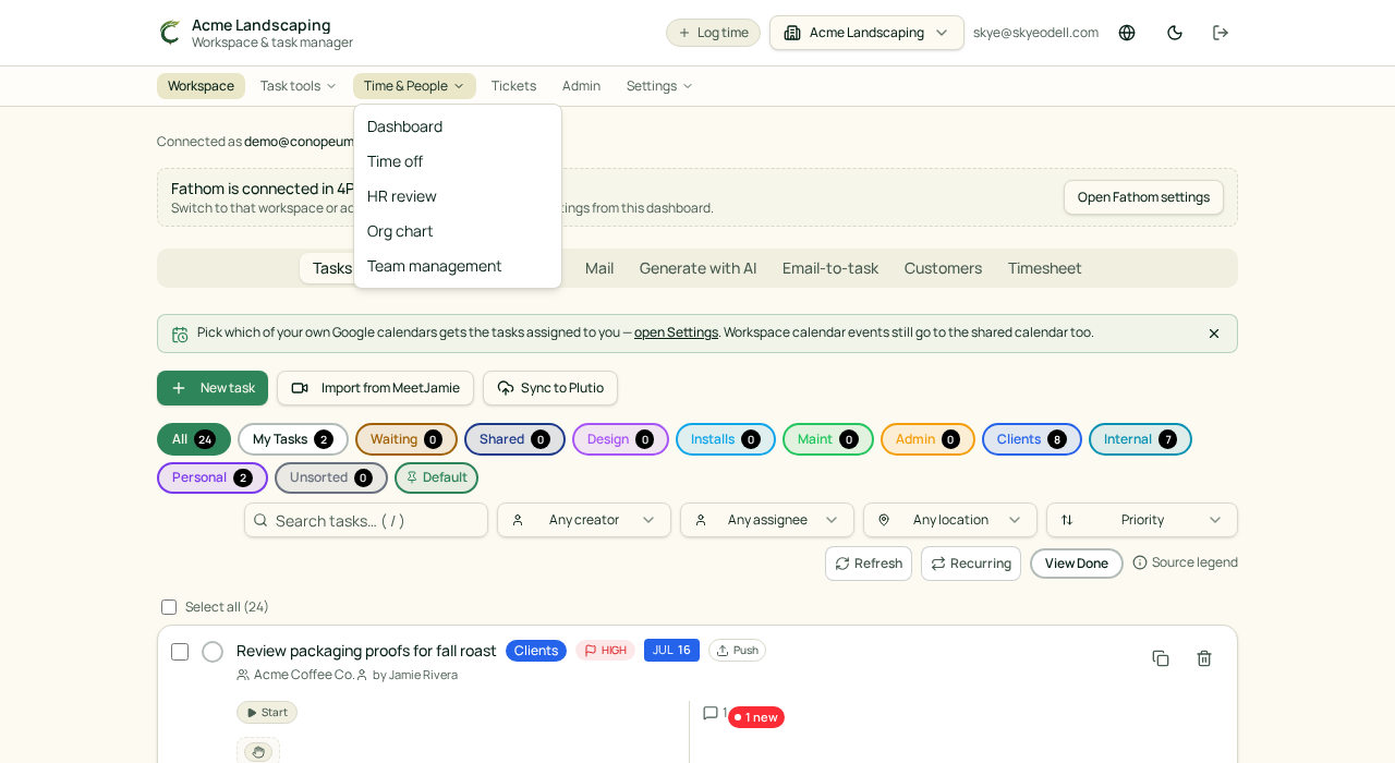 Switching workspaces from the top bar