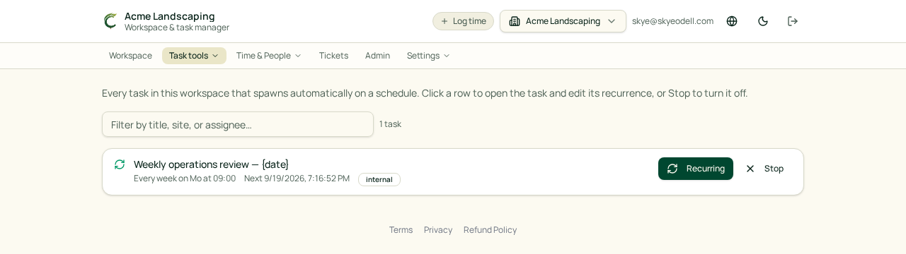 Recurring tasks and task templates preview