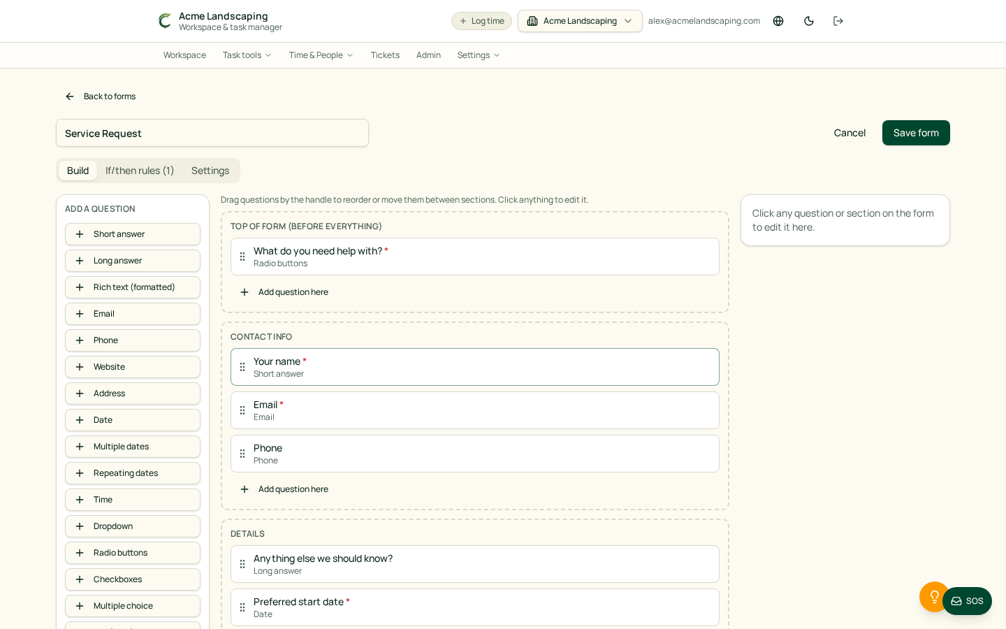 The drag-and-drop form builder