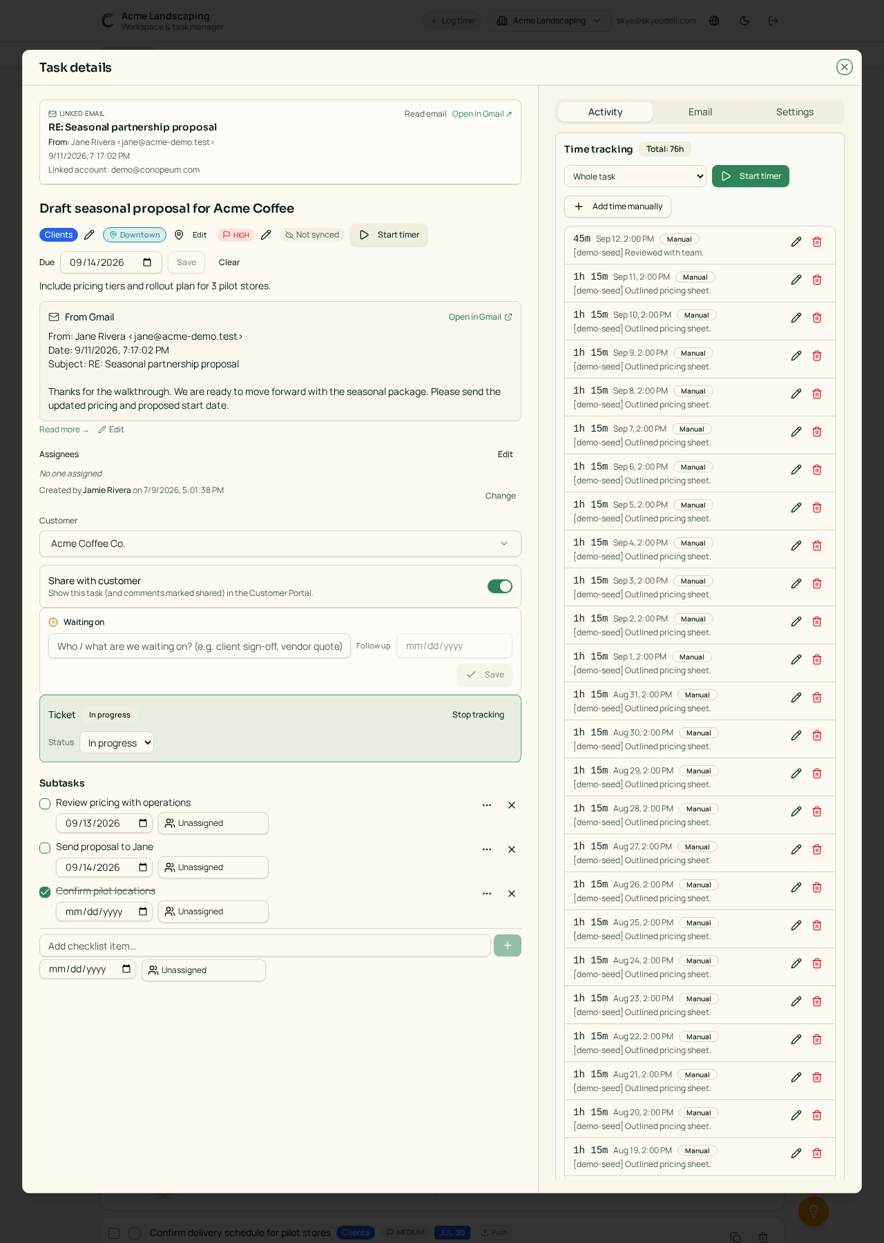 A task tracked as a ticket
